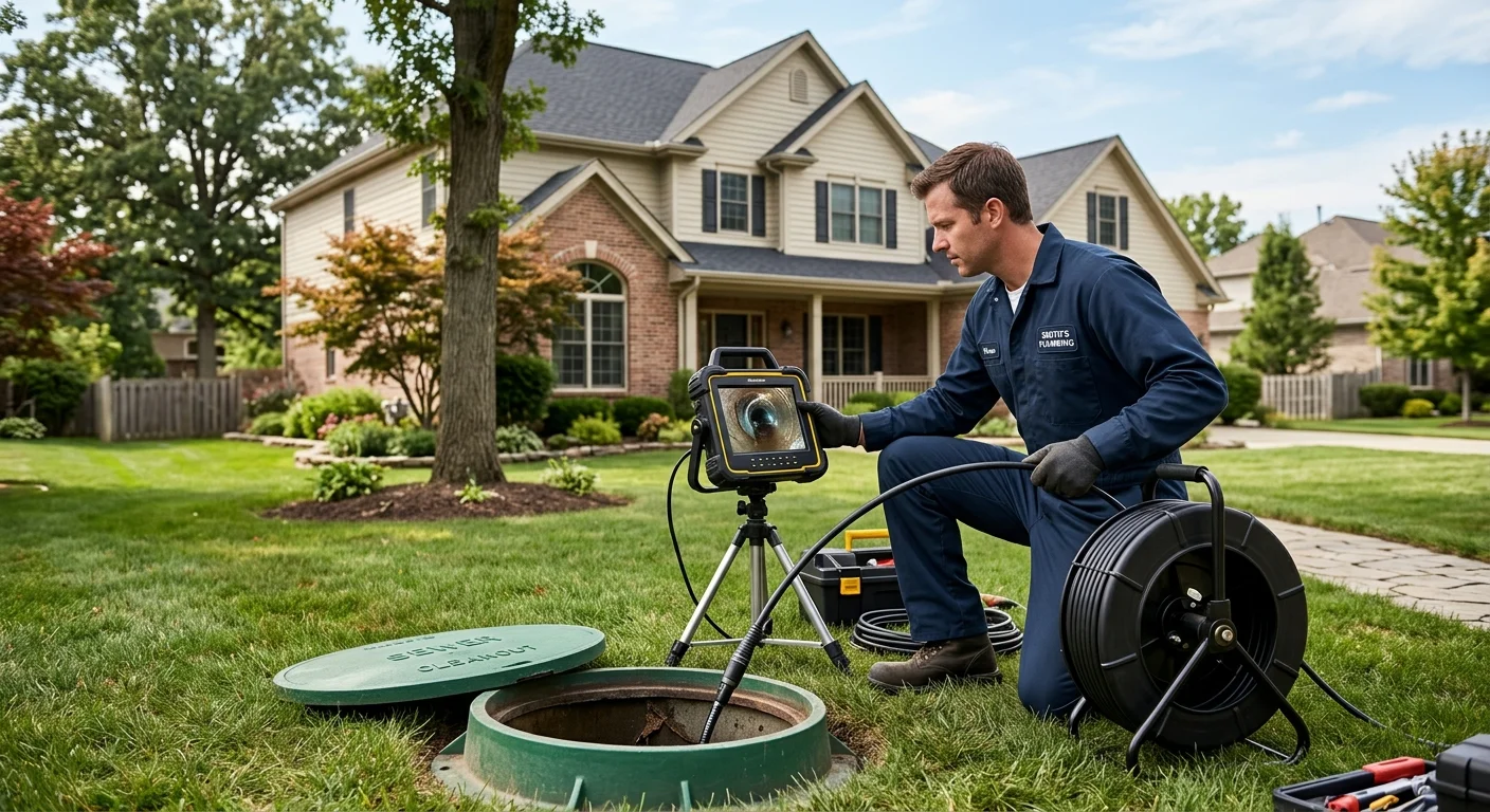 Plumber performing sewer camera inspection in Montgomery County Maryland